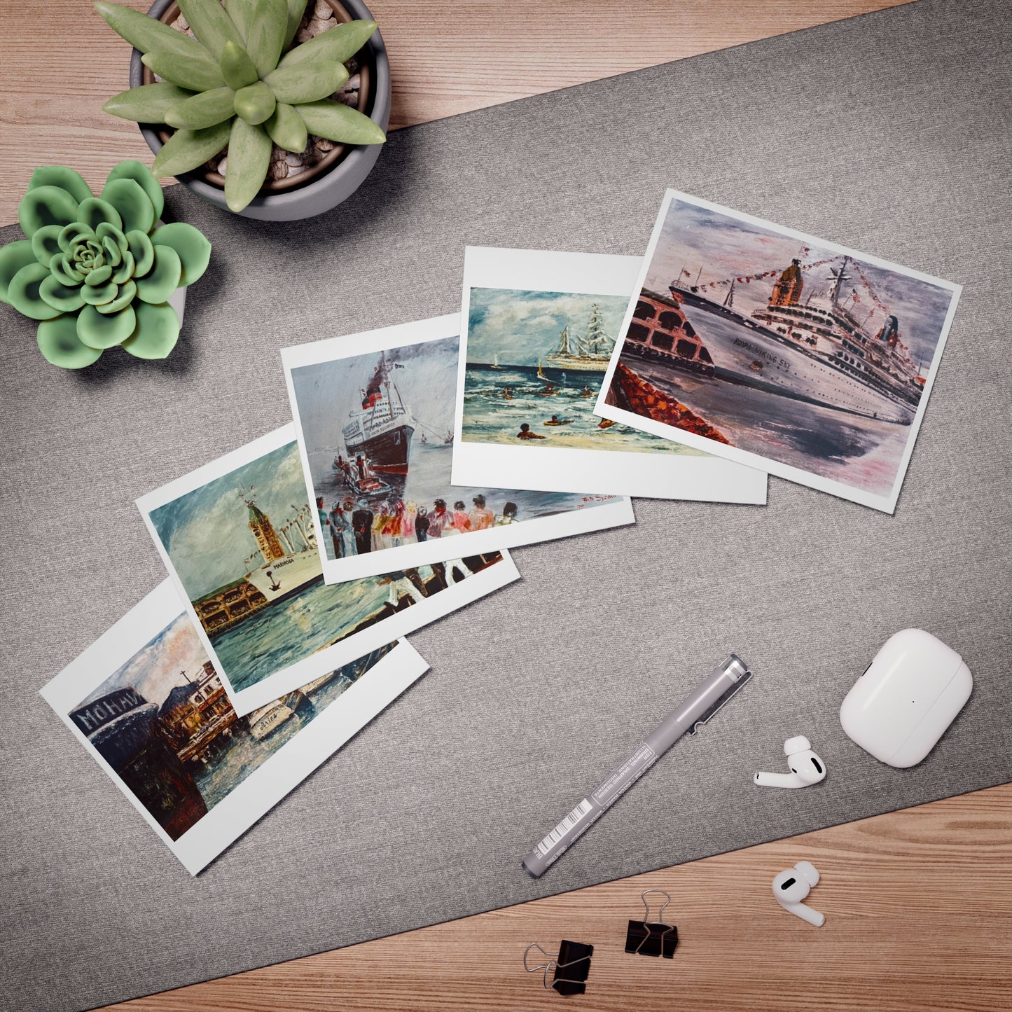 Sail into Old Hawaii with Multi-Design Greeting Cards Featuring Ships & Harbors of Oʻahu - 5-Pack