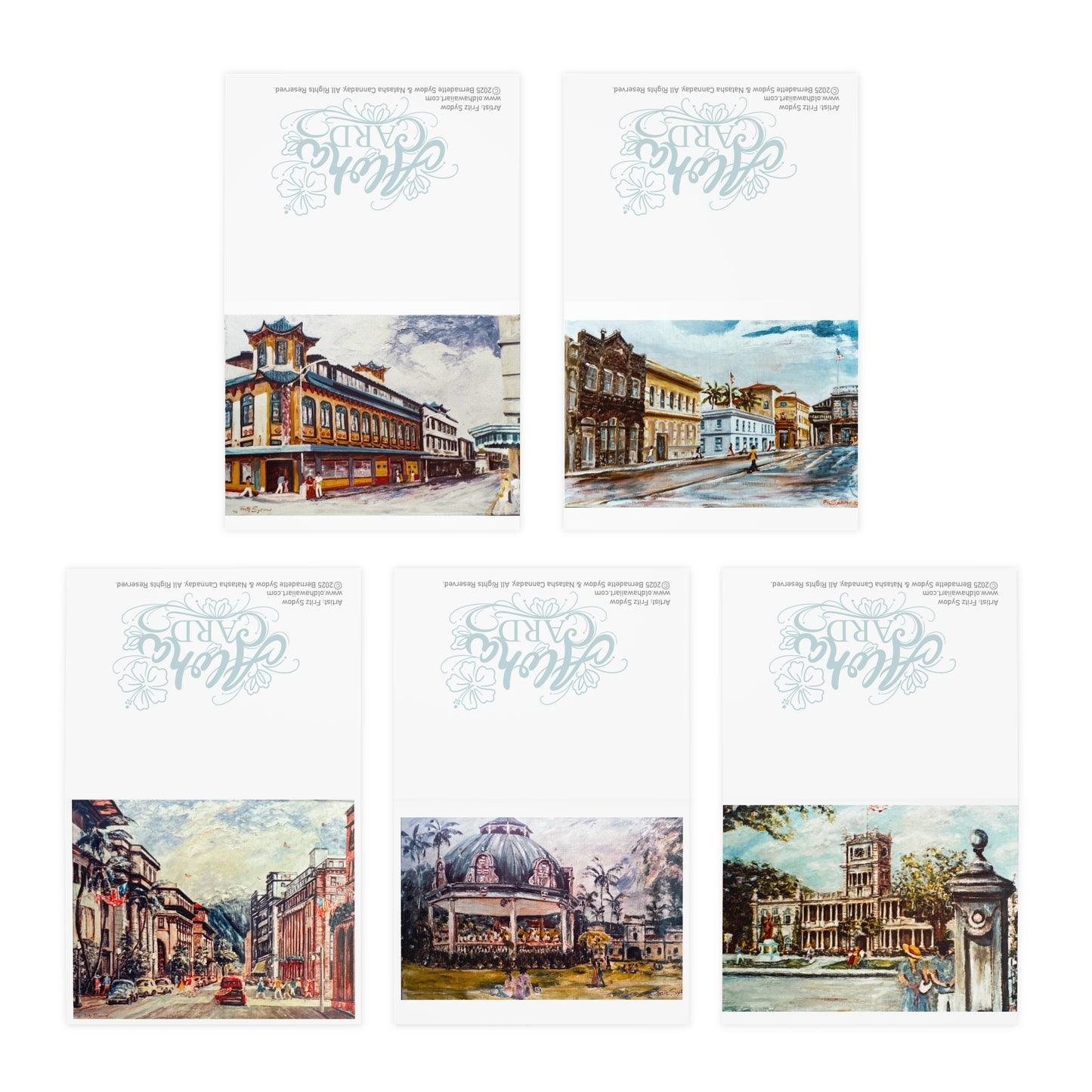 Step Back in Time with Multi-Design Greeting Cards Featuring Historic Buildings of Oʻahu – 5-Pack
