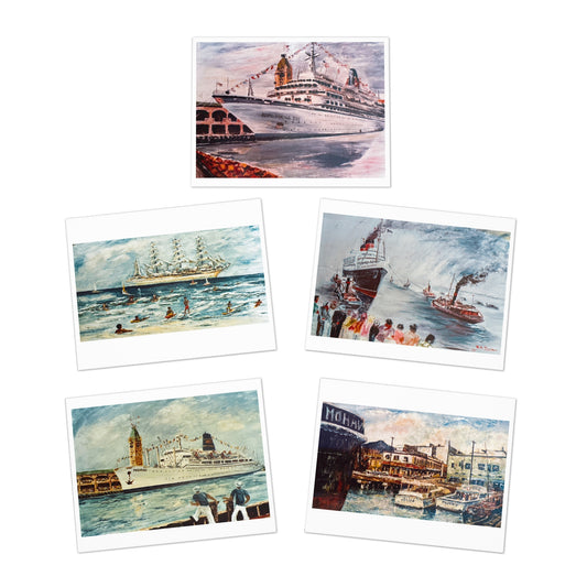 Sail into Old Hawaii with Multi-Design Greeting Cards Featuring Ships & Harbors of Oʻahu - 5-Pack
